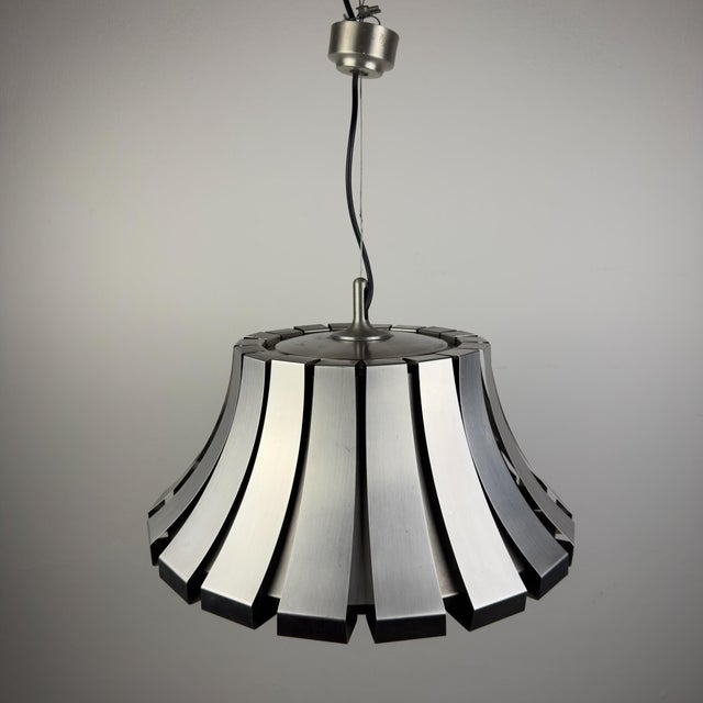 Vintage Metal Pendant Lamp attributed Elio Martinelli for Martinelli Luce, Italy, 1960s For Sale - Image 6 of 18