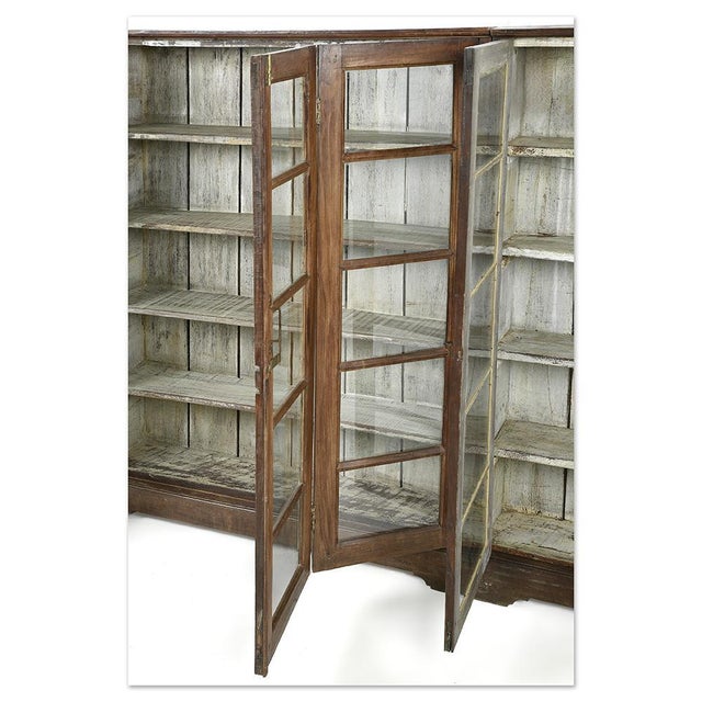 Wood Large Showcase in Patinated Teak For Sale - Image 7 of 10