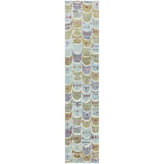 "Semilune" Modern Scandinavian Geometric Slate Gray Runner by Doris Leslie Blau For Sale