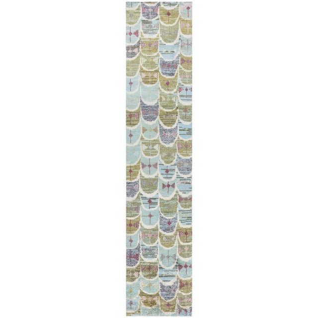 "Semilune" Modern Scandinavian Geometric Slate Gray Runner by Doris Leslie Blau For Sale