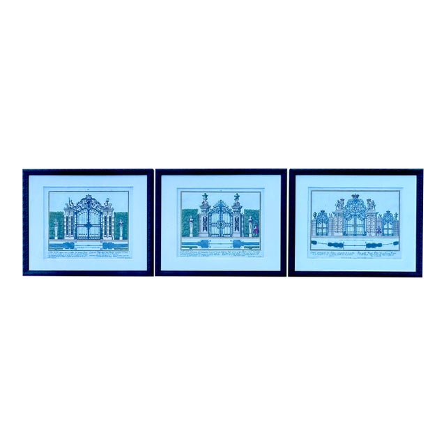 Architectural Garden Gates by Johann George Oegg, Set of 3, Framed (C. 1740) For Sale