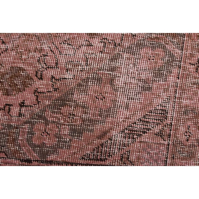 Tabriz Rug 6’11” X 9’11” Pink Wool Vintage Overdyed Hand-Knotted Carpet For Sale - Image 4 of 15