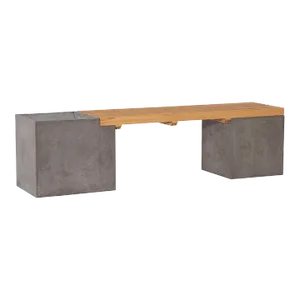Outdoor Concrete & Teak Planter Bench