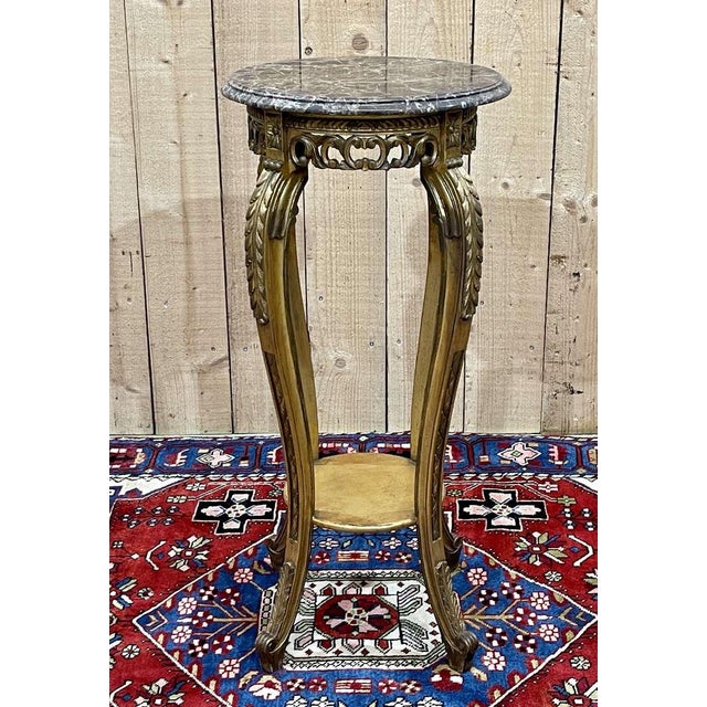 Bolster in Gilded Wood and Marble Top, 1970s For Sale - Image 9 of 9