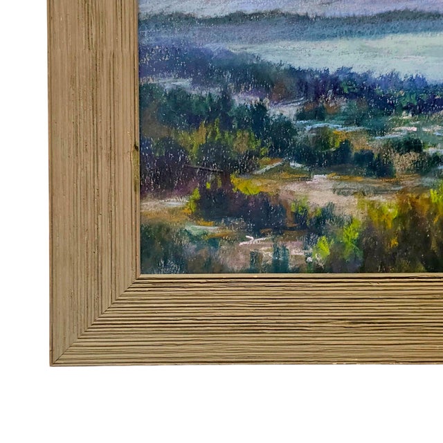 Wood Ann Thiermann Monterey Bay Pastel Landscape Painting 22" Framed For Sale - Image 7 of 10