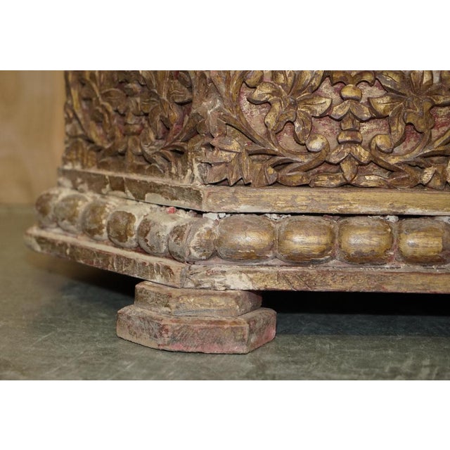 18th Century Indian Hand Carved & Painted Coffer Linen Trunk, 1780s For Sale - Image 6 of 18
