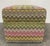 Bespoke Pink/Green chevron patterned ottoman with caster fabricated locally in Los Angeles, CA. 24.5"W X 18.5"D X 16.5"H.