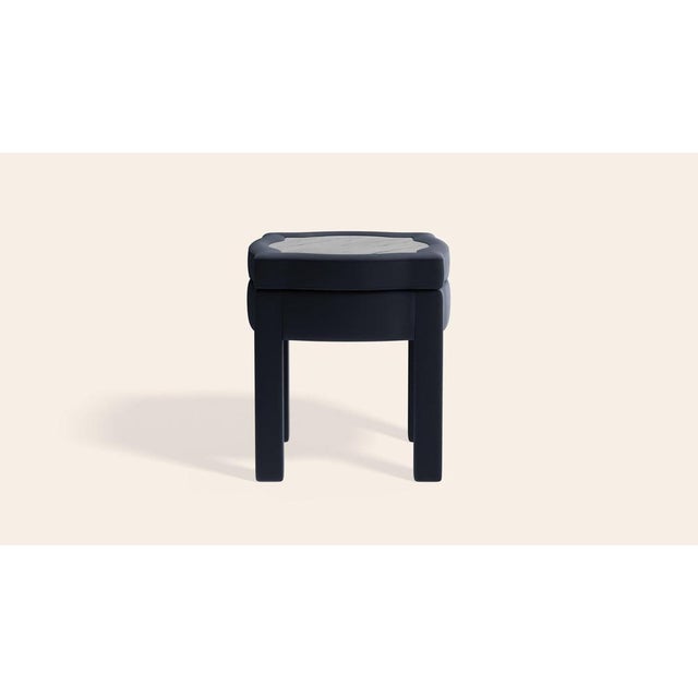 Prussian Linen Piero Ottoman by Ceraudo For Sale - Image 6 of 8
