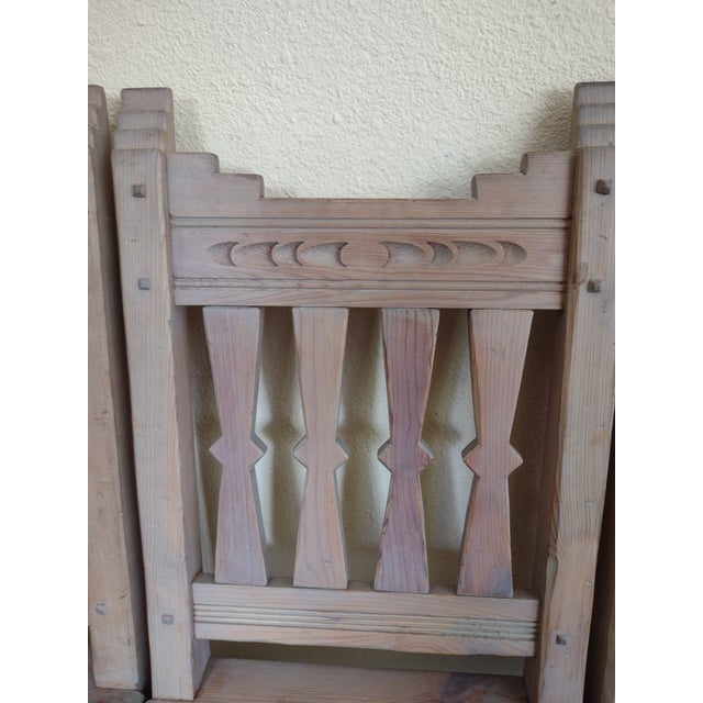 Late 20th Century Ernest Thompson Southwest Dining Table & 4 Chairs – Hand-Painted Solid Wood Set For Sale - Image 9 of 12