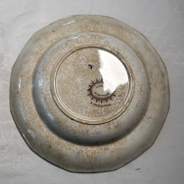 Antique E Challinor “Lozere” Ironstone Rimmed Soup Bowls - Set of 2 For Sale - Image 4 of 6