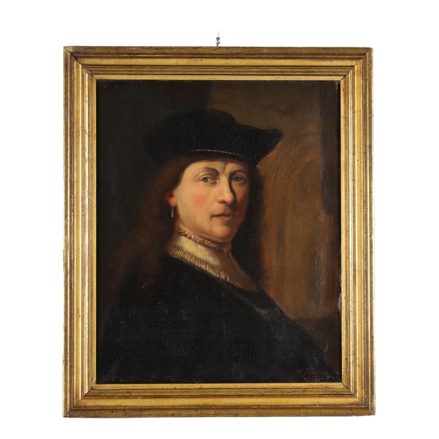 Rembrandt, Portrait Composition, Oil Painting on Canvas For Sale