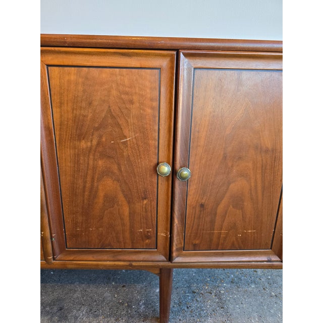 Wood Drexel Declaration Walnut Sideboard Media Cabinet MCM Vintage For Sale - Image 7 of 12
