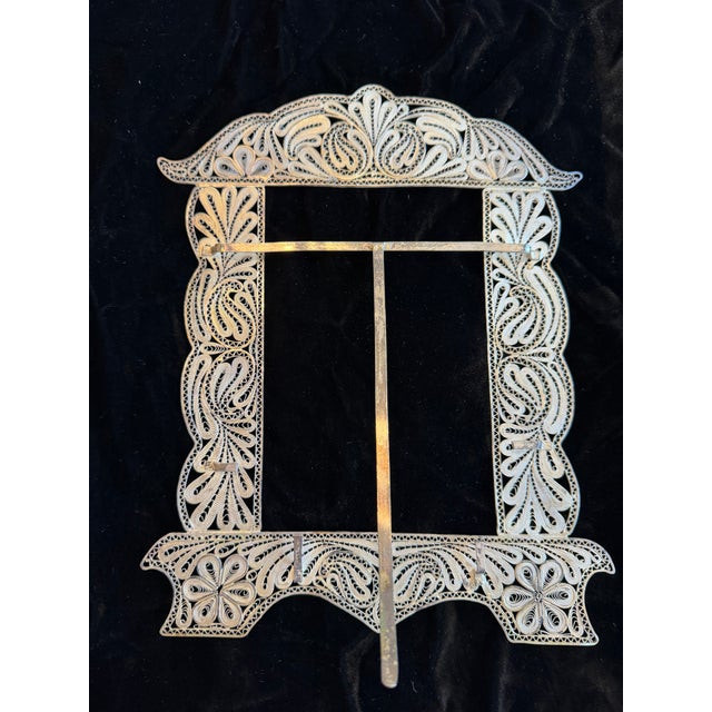 Vintage Persian Silver Filigree Wedding Frame, Large For Sale - Image 11 of 14