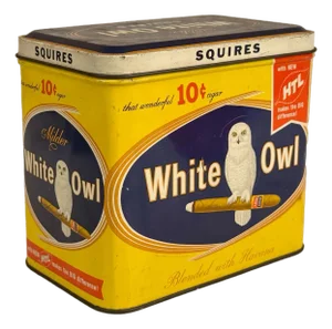 Vintage Traditional Cigar Advertising White Owl Tobacco Tin
