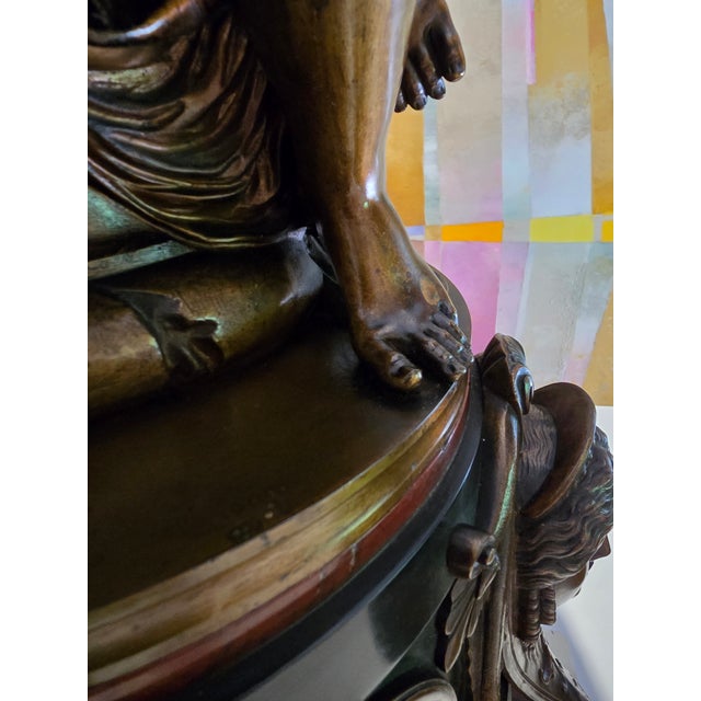 Antique Grand Palace Signed Bronze Clock Set For Sale - Image 13 of 18