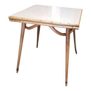 1950s Restored Rattan Single Strand Tappered Leg Dining Table
