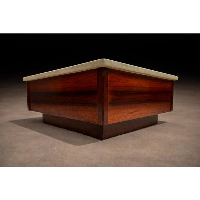 1960s Brazilian Mid-Century Coffee Table in Rosewood With Marble Top, Unknown, 1960s For Sale - Image 5 of 6