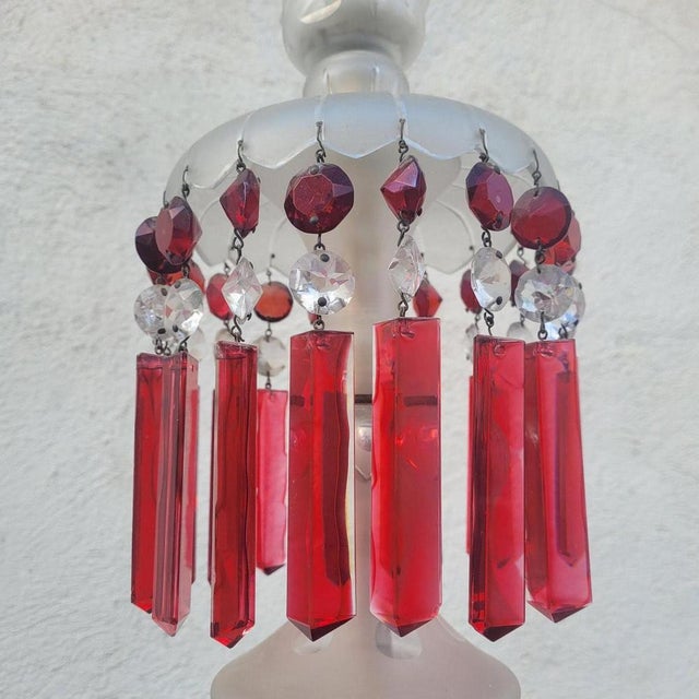 Glass Ruby and Clear Bohemian Crystal Chandelier, 1900s For Sale - Image 7 of 18