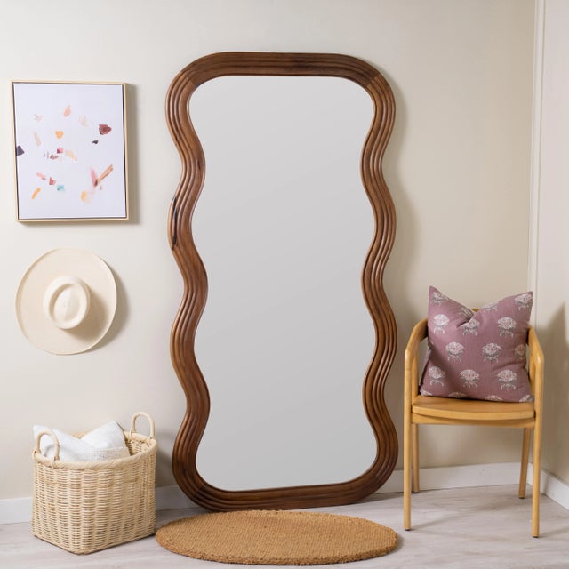 Spritely Home Frances Wavy Floor Mirror For Sale - Image 4 of 7