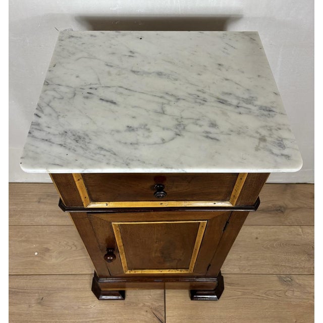 Brown Spanish Wooden Nightstands with Marble Tops, 1930s, Set of 2 For Sale - Image 8 of 16