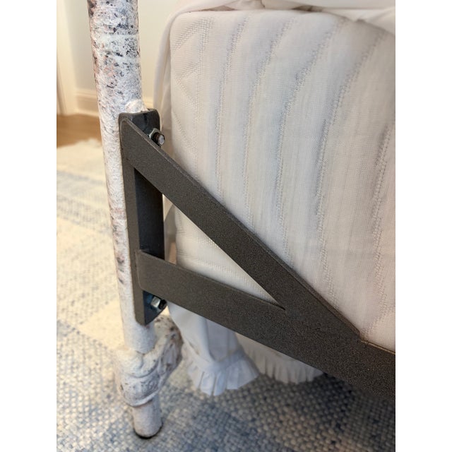 Pair of 1990s Custom Distressed White Iron Twin Beds by Corsican Furniture With Bird Finials For Sale - Image 10 of 15