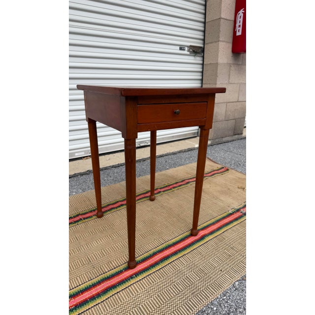 A Antique Softwood Sheraton Turned Leg One Drawer Side Table With Button Feet, Pennsylvania, Circa 1820’s Made in...