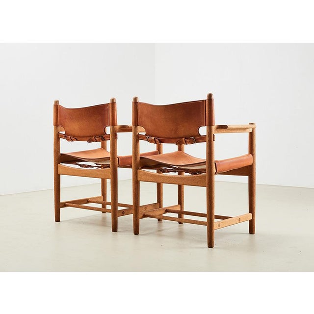 Børge Mogensen Spanish Model 3238 Dining Chairs by Børge Mogensen for Fredericia Stole Fabrik, Denmark, 1964, Set of 2 For Sale - Image 4 of 13