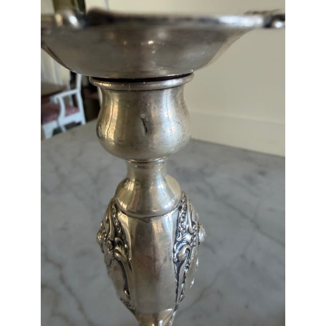 Early 20th Century Art Nouveau Sterling Candle Holders Pair For Sale - Image 5 of 14
