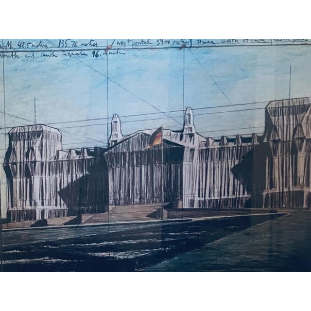 Textile Christo & Jeanne-Claude, Wrapped Reichstag – Project for Berlin, Offset Lithograph with Fabric Sample, 1994, Framed For Sale - Image 7 of 18