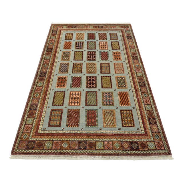 Barjasta Rug 6’9” X 9’10” Blue Wool Tribal Hand-Knotted Oriental Carpet For Sale