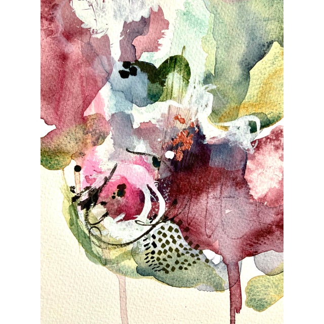 Abstract Original Botanical Painting Whisper the Word Abstract Watercolor Painting on Paper For Sale - Image 3 of 4