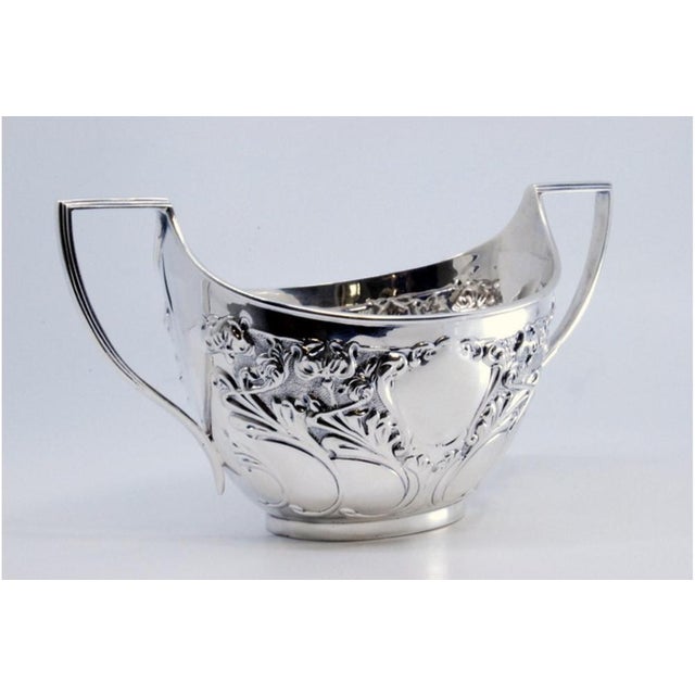 Silver Embossed Candy Box with Floral Motifs, Scrolls and Monogram Cards For Sale - Image 3 of 8