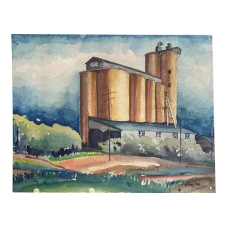 Phillip Newton Kellogg (1922-2009) Wpa Style Watercolor Painting For Sale