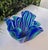 Mid-Century Modern Murano Art Glass Bowl – Iconic Fazzoletto Form in Cobalt & Turquoise Stripes, Attributed to Fulvio Bianconi. For Sale - Image 3 of 6