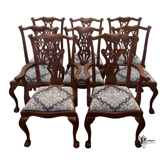 Vintage Wellington Hall Chippendale Style Mahogany Dining Chairs - Set of 8 For Sale - Image 9 of 10
