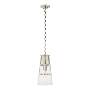 Thomas O'Brien for Visual Comfort Signature Robinson Medium Pendant in Polished Nickel with Clear Glass
