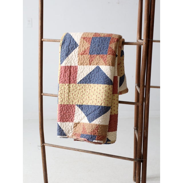 Farmhouse Vintage Americana Quilt For Sale - Image 3 of 12