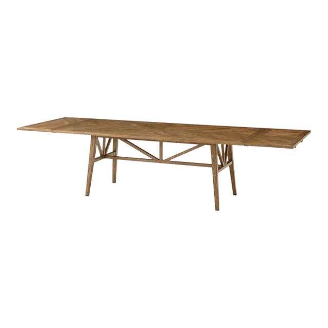 Oak Parquetry Extending Dining Table For Sale
