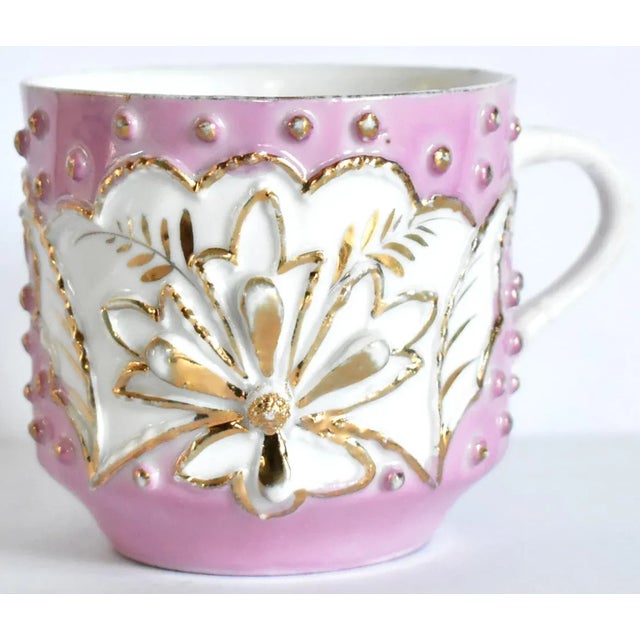 Antique German Porcelain Pink & Gilt Mustache Mug For Sale - Image 12 of 12