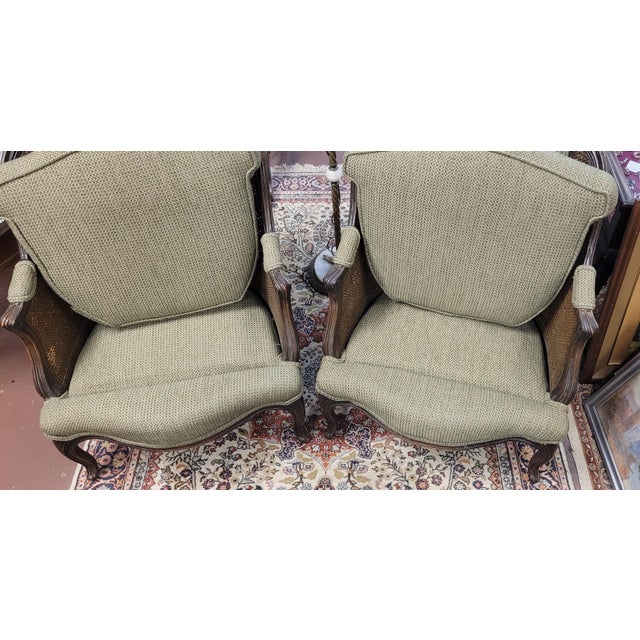 Pair French Double Cane 1950s Bergere Chairs For Sale - Image 11 of 13