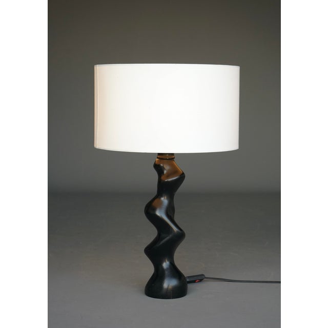 Mid-Century Modern Model 42 Sculptural Ebonised Wood Table Lamp from Temde Leuchten, 1970s For Sale - Image 3 of 14