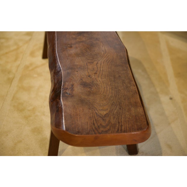 Wood Brutalist Elm Bench from Aranjou, 1950s For Sale - Image 7 of 11