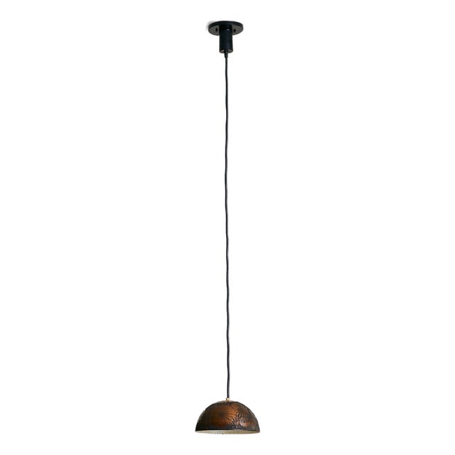 Italian Etched Copper Floral Pendant Light by Victor Cerrato, 1960s For Sale