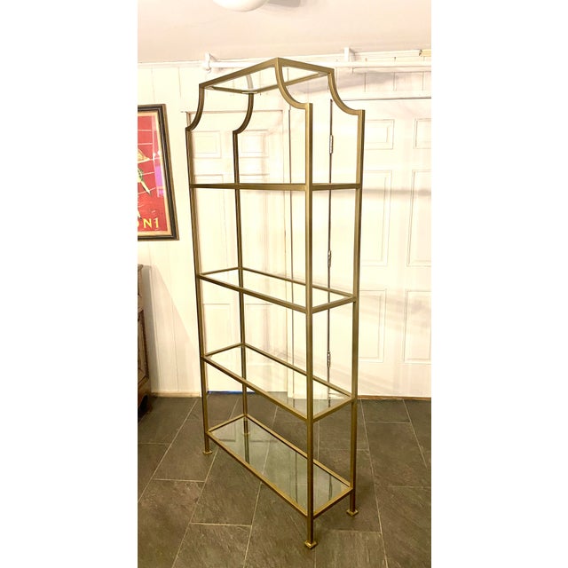 Tall Gold Metal Étagère With Glass Shelving Chairish