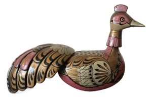 Whimsical Late 20th-Century Lacquered Wood Peacock-Shaped Keepsake Box, Indonesia