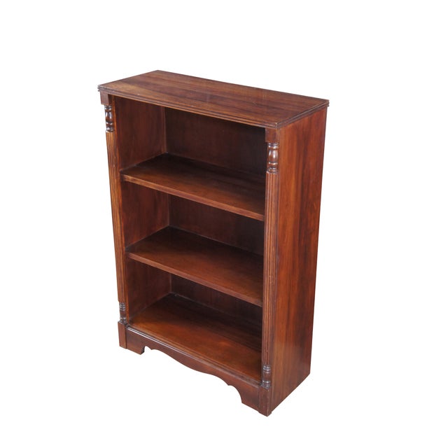 Victorian Mid 20th Century Victorian Revival Petite Mahogany Three Shelf Library Bookcase For Sale - Image 3 of 10