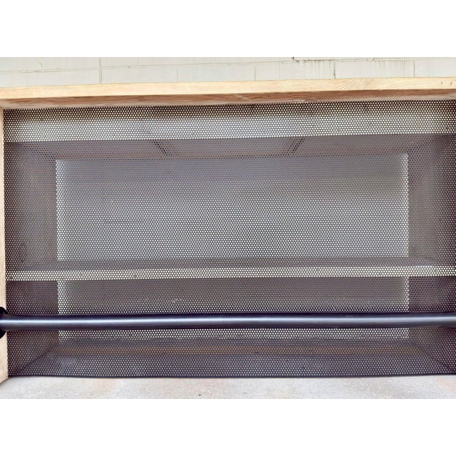 Organic Modern Rustic Wood and Pierced Metal Bar For Sale - Image 9 of 9