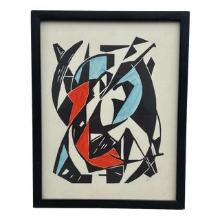 Wobbe Alkema, Composition, 1961, Linocut For Sale
