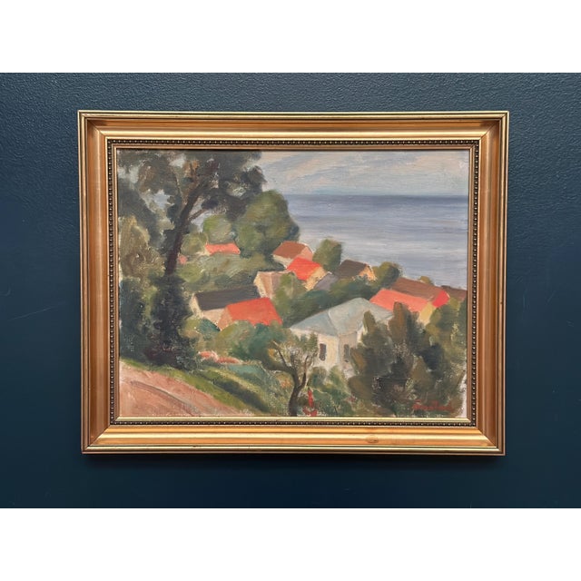 Bernhard Önstad, Coastal Village, 1960s, Oil on Panel, Framed For Sale - Image 13 of 16