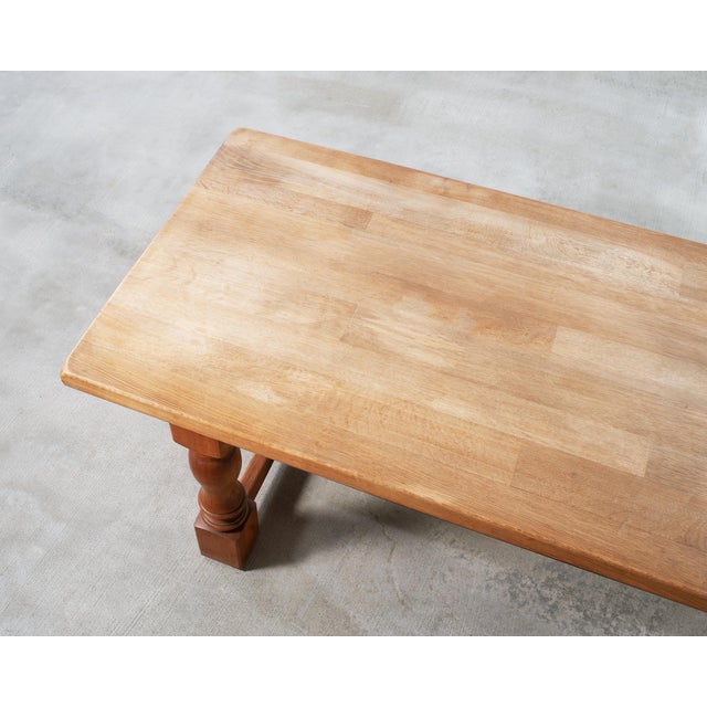 Midcentury Country French Oak Farmhouse Dining Table 7 Ft For Sale - Image 9 of 15